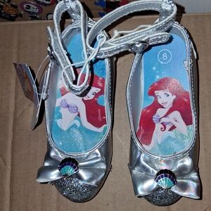 Disney Silver Ariel Dress Shoes for Kids Size 8 Nwt Brand New Dressup Heels